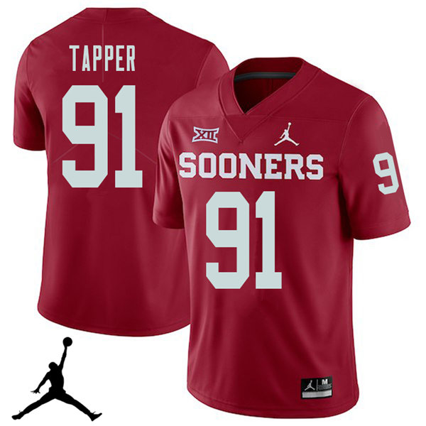 Jordan Brand Men #91 Charles Tapper Oklahoma Sooners 2018 College Football Jerseys Sale-Crimson - Click Image to Close